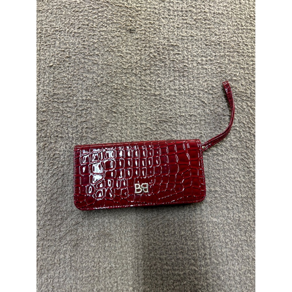 Basement Red Faux Croc Patent Zip Around Wristlet Wallet Organizer